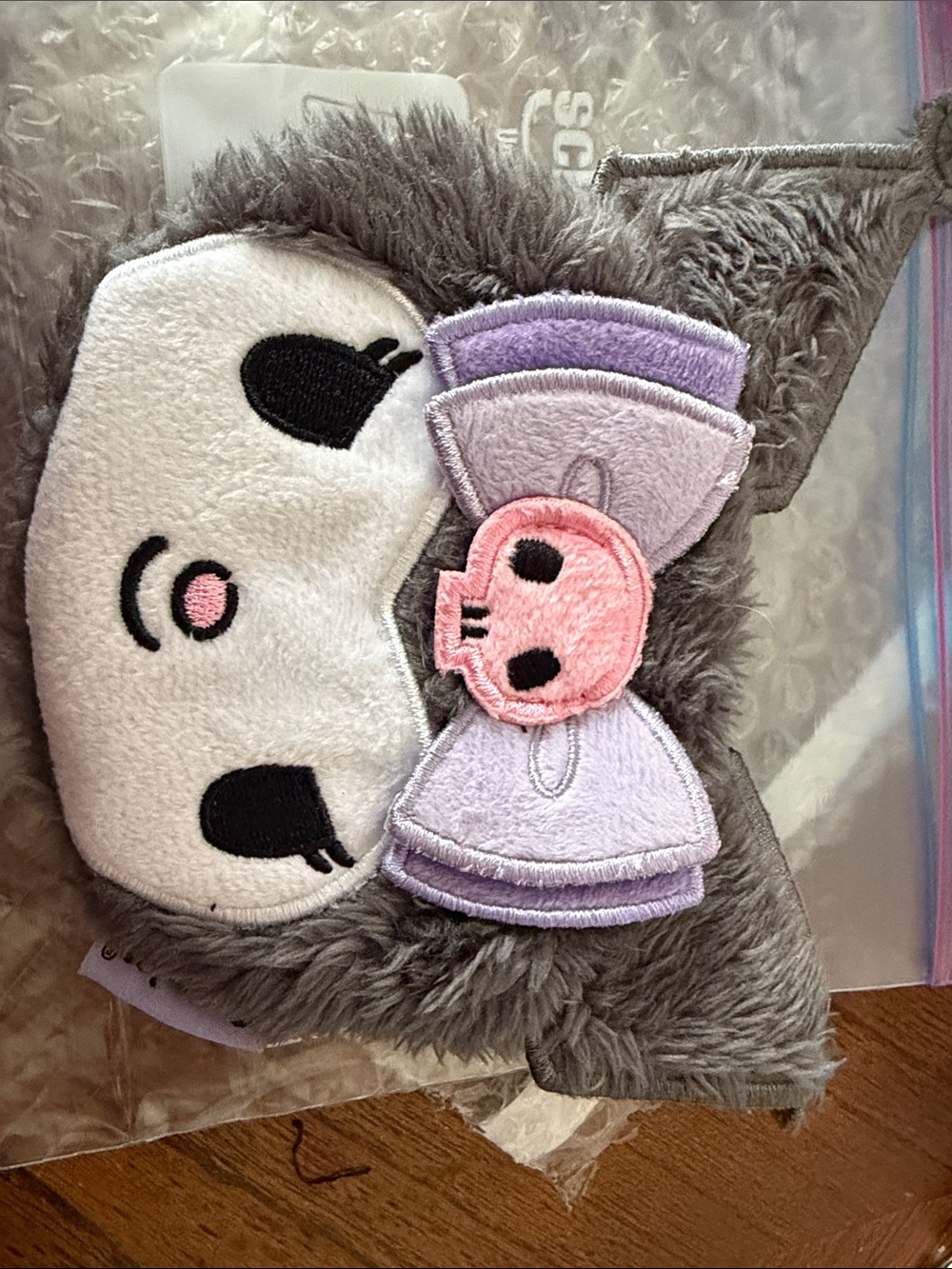 Loungefly Gray Plush Coin Pouch with Lavender Lining
